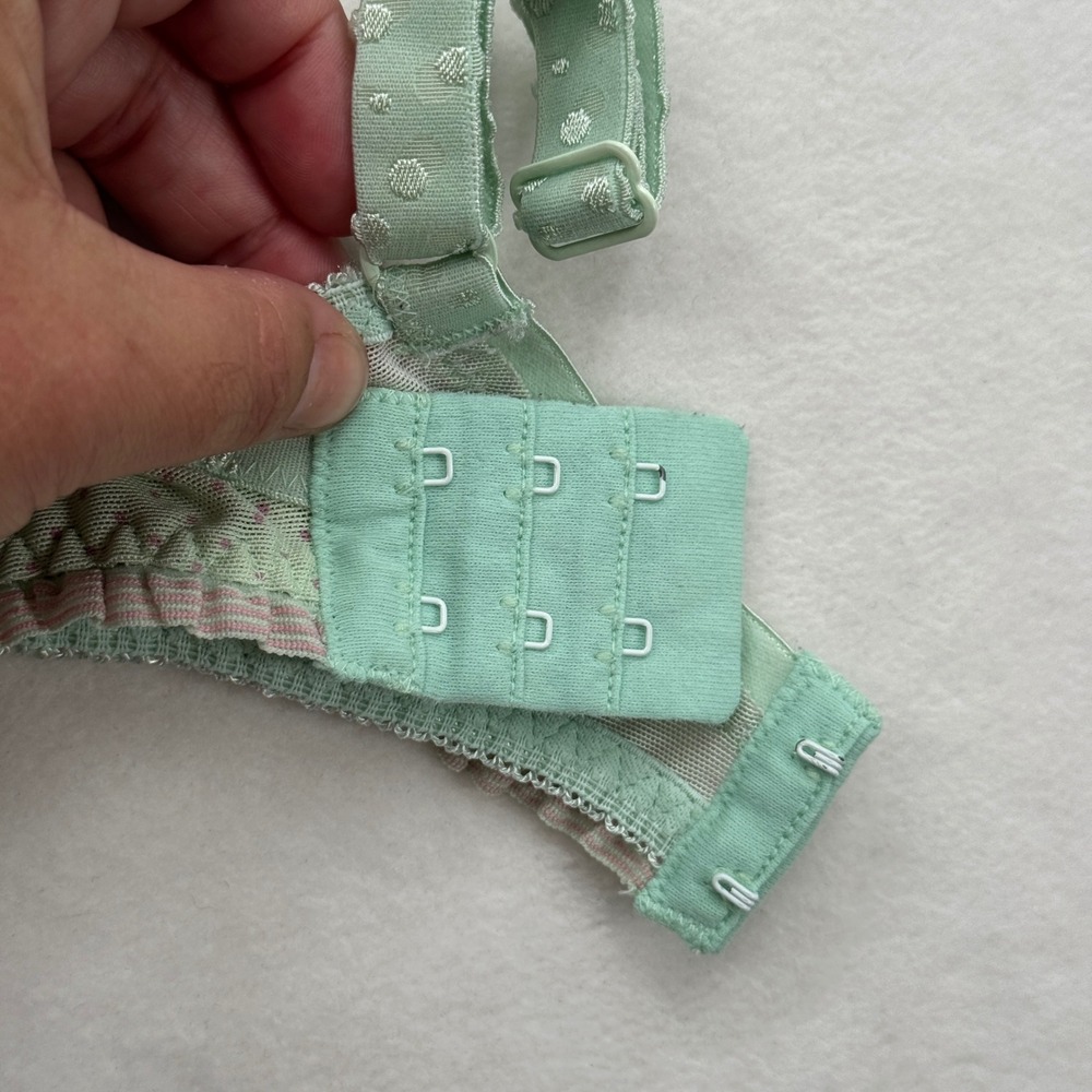 Freya Womens Lace Trim Bra 34DD Mint Green Swiss Dot Lace Trim Underwire Plunge - Picture 8 of 8